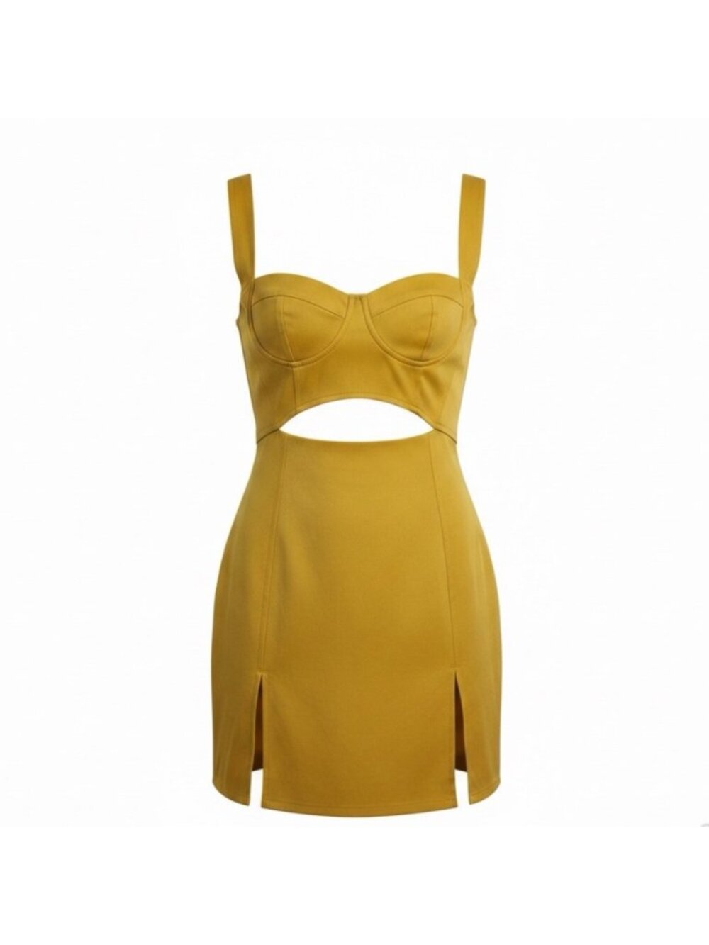 ASOS Womens Mustard Cutout Mini Dress Size US 10
